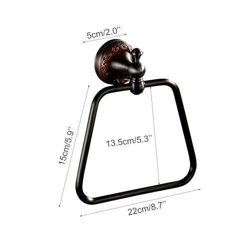 Oil Rubble Bronze Brass Bath Trapezoidal Towel Ring Towel Holder, Wall Mounted Black Bathroom Hardware Accessories, Pattern Carving Design - color: Trapezoidal Towel Ring