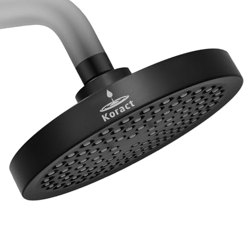 Shower Head High Pressure Rain Premium Quality Luxury Design Anti-Clogging Silicone Nozzles Adjustable Replacement for Bathroom Shower Heads (6 inch Round) (Matte Black) - color: Matte Black