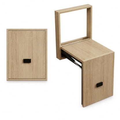 Wall Mounted Folding Stool, Solid Wood Foldable Shoe Bench with Spring Hinge, Space Saving Wall Seat for Entryway, Bedroom and Hallway - color: D