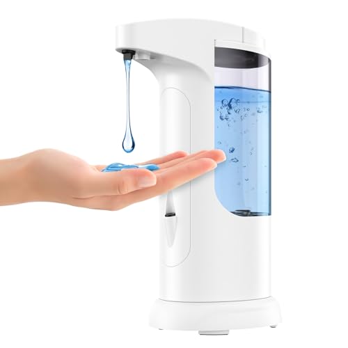 12.5oz Automatic Liquid Soap Dispenser, Touch-Free Battery Operated Adjustable Soap Dispensing Volume for Kitchen Bathroom - color: White