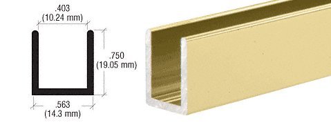 Brixwell SDCD38SB-CCP4 Satin Brass 3/8" Fixed Panel Shower Door Deep U-Channel - 4 inch Sample - color: Satin Brass, size: 4 Inch - Sample