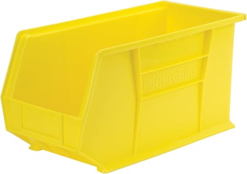Akro-Mils 30265 AkroBins Plastic Storage Bins, 18"x8.25"x9", Yellow, 6-Pack | Space-Saving Stackable Bins for Garage, Pantry, Craft Organization - color: Yellow