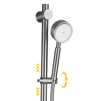 Thermostatic Shower System Stainless Steel, Wall Mounted Shower Set Modern with Shower Head Hose Tap, Adjustable Shower Mixer Set for Bathroom Hotel