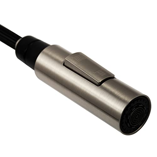 Dura Faucet DF-MK504SLK-MBSN RV Pull-Down Kitchen Faucet (Matte Black) | High-arc spring pull-down kitchen faucet for RV and camper galleys. Matte Black and Satin Nickel finish. - color: Matte Black / Brushed Satin Nickel
