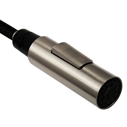 Dura Faucet DF-MK504SLK-MBSN RV Pull-Down Kitchen Faucet (Matte Black) | High-arc spring pull-down kitchen faucet for RV and camper galleys. Matte Black and Satin Nickel finish. - color: Matte Black / Brushed Satin Nickel