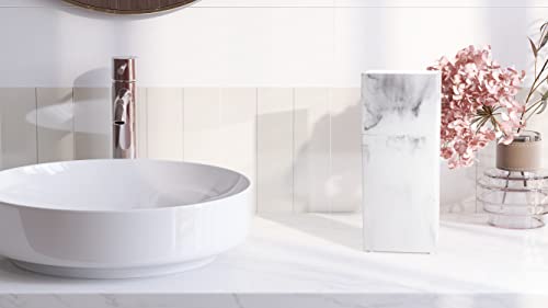 Toothbrush Holder with Lid, Elegant White Marble Bathroom Toothbrush & Toothpaste Organizer – Blanc Collection - color: White Marble