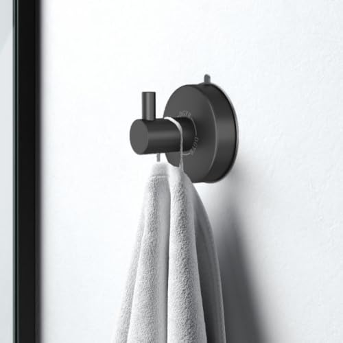 DGYB Suction Cup Hooks - Set of 2 Towel Hooks for Bathrooms - SUS 304 Stainless Steel - Grey - 15 Lb Capacity - color: Brushed Grey