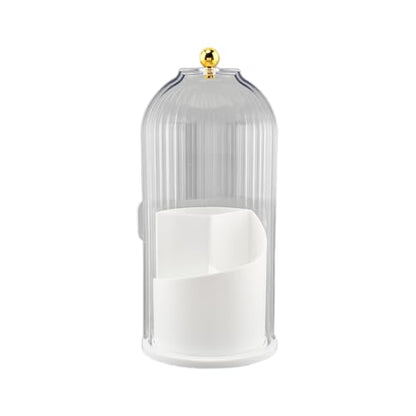 Concealed Toothbrush Holder with Sliding Lid for Bathrooms, White | 360° Rotating 3-Slot Toothpaste Holders with Cover, Waterproof and Dustproof, Concealed Makeup Brush Holder