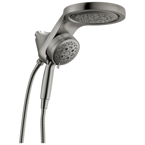 Delta 6-Setting HydroRain Premium 2-in-1 Dual Shower Head with ProClean Spray, Black High Pressure Shower Head with Handheld Spray, 1.75 GPM Flow Rate, Lumicoat Black Stainless 56000-KS-PR25 - color: Lumicoat Black Stainless