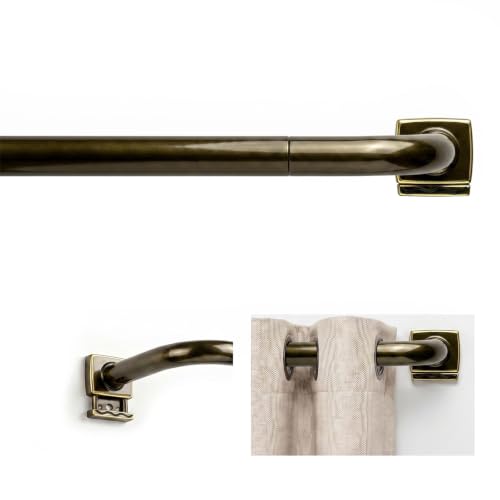 Wrap Around Curtain Rod 30 to 90 Inch,Heavy Duty Adjustable Metal Drapery Rod with French Return, 7/12" Curved Blackout Rod for Home & Office - color: Coffee Brushed Gold, size: 30-90