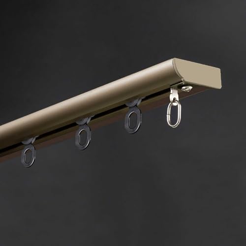 Ultra-Thin Curtain Track Aluminum Curtain Track Ceiling Mounted Curtain Rail Curtain Single Tracks Room Divider-Ceiling Curtain Rail Curtain Pole for Living Room/Bedroom(Gold,4m(13.1ft)) - color: Gold, size: 4m(13.1ft)