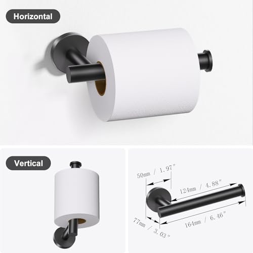 Lairuier Bathroom Hardware Set, 4-Piece Towel Bar Set Include Toilet Paper Holder,Towel Ring and 2 Towel Hooks Stainless Steel Wall Mounted Bathroom Hardware Accessories Set (Matte Black) - color: Matte Black, size: Set A