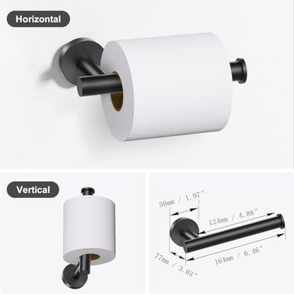 Lairuier Bathroom Hardware Set, 4-Piece Towel Bar Set Include Toilet Paper Holder,Towel Ring and 2 Towel Hooks Stainless Steel Wall Mounted Bathroom Hardware Accessories Set (Matte Black) - color: Matte Black, size: Set A