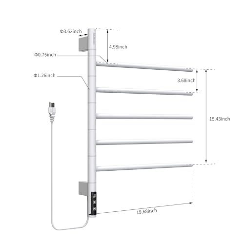 Z&Zhanle Heated Towel Racks for Bathroom - Warmers Rotating Electric Warmer with Built - in Timer, Hard-Wired/Plug-in,Whitek (White) - color: White