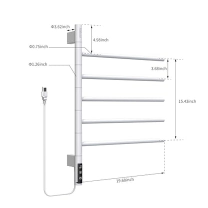 Z&Zhanle Heated Towel Racks for Bathroom - Warmers Rotating Electric Warmer with Built - in Timer, Hard-Wired/Plug-in,Whitek (White) - color: White