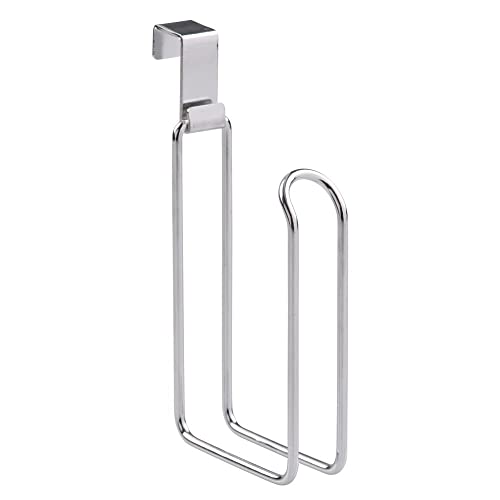 mDesign Metal Over The Tank Toilet Tissue Paper Roll Holder Dispenser and Reserve for Bathroom Storage and Organization - Hanging, Holds 1 Roll - Chrome