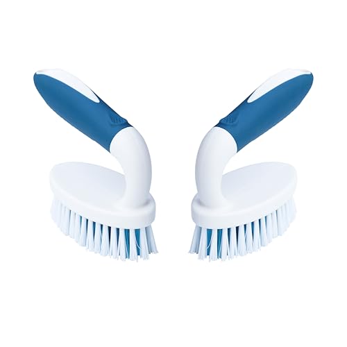 2 Pack Scrub Brushes with Stiff Bristles | Scrubbing Brush for Carpet, Shower, Bathtub, Kitchen, Pool Tile, Bathroom Scrubber - size: Small