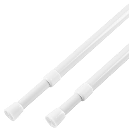 KXLife 2 Pcs Tension Curtain Rod 35 to 46 Inches, 5/8" Diameter Spring Curtain Rods, White, Adjustable Expandable Pressure Window Tension Rod No Drill - color: White-2 Pack, size: 35-46Inch