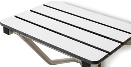 32" x 15" Phenolic White 3” Slats Folding Wall Mount Shower Seat Bench, ADA Compliant - color: White, size: 32"