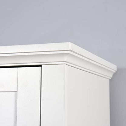 Tall Bathroom Storage Cabinet with Shelves and Door, Narrow Bathroom Cabinet with Adjustable Shelves, Slim Storage Tower, Linen Cabinet for Bedroom, Living Room (White, 15.7"L x 11.8"W x 67"H)