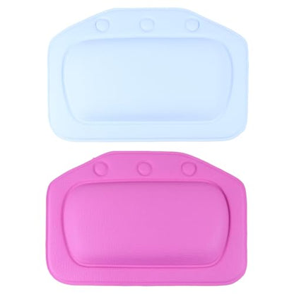 Beavorty 2pcs Non-Slip Bathtub Pillow with Strong Suction Cups, PVC Foam Tub Head and Neck Support Cushions for Home Shower and Spa Bathing Random Color