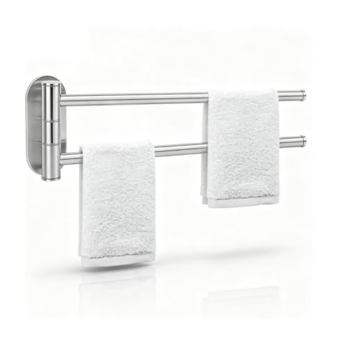 Swivel Towel Rack, Swing Out Towel Bar Arm Swivel Hanger Wall Mounted Holder Stainless Steel Brushed Finish for Bathroom Kitchen (2 Arm)