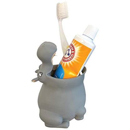 Lily’s Home-Kids Toothbrush Holder Toothbrush Organizer – Durable Silicone Animal Tooth Brush Holder – Easy to Clean Toothbrush and Toothpaste Holder – Baby Toothbrush Holders for Bathrooms-Hippo - color: Hippo