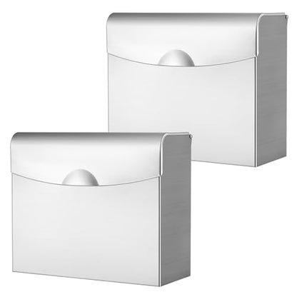 Tioncy 2 Pcs 9.5 x 7.9 in Sanitary Disposal Tampon Napkin Receptacle Wall Mounted Stainless Steel Flip Top Receptacle Bin Waste Trash Can Pads Holder Feminine Hygiene Container Bathroom (Silver) - color: Silver