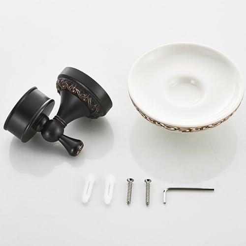 Oil Rubble Bronze Brass Bath Toilet Paper Holder with Shelf, Wall Mounted Black Bathroom Hardware Accessories, Pattern Carving Design - color: Soap Holder