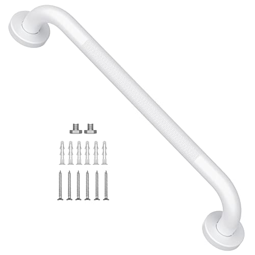16 Inch White Grab Bar, Grab Bar for Bathtubs and Showers | Anti-Slip Knurled Grip, Stainless Steel, Bathroom Handle for Senior Elderly, Balanced Assist Bar, Wall Mounted Handicap Bars - color: White, size: 16 inch