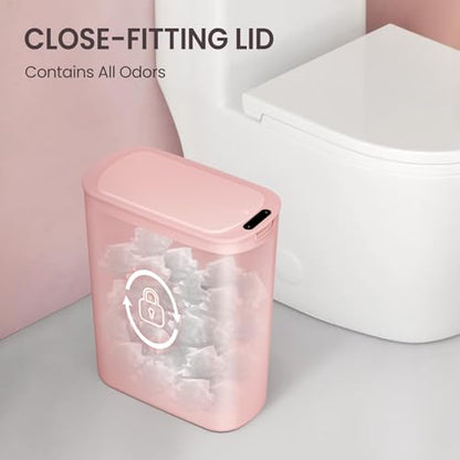 Cesun Automatic Small Bathroom Trash Can with Lid, 2.6 Gallon, Pink | Motion Sensor, Plastic, Touchless, Odor Control, Smart Garbage Can, Battery Operated, Manual Button, for Office/RV/Bedroom - color: Pink