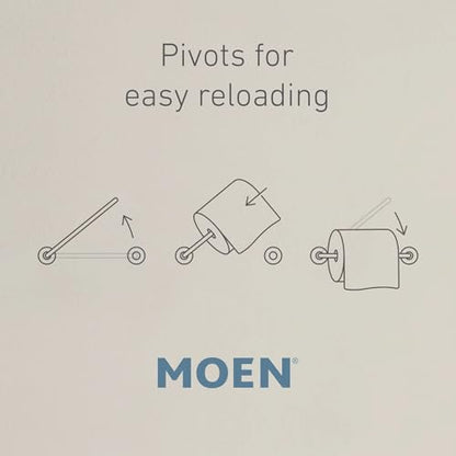 Moen Vale Chrome Double Post Pivoting Toilet Paper Holder, Wall Mounted Toilet Tissue Holder DN4408CH