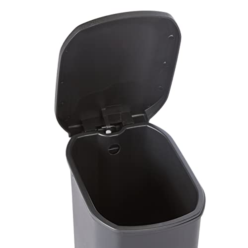 Amazon Basics Compact Plastic Bathroom Trash Can with Soft-Close Lid, Hands-Free Foot Pedal, Removable Inner Bucket, 6L / 1.6 Gallon, Black - size: 6L / 1.6 gallon