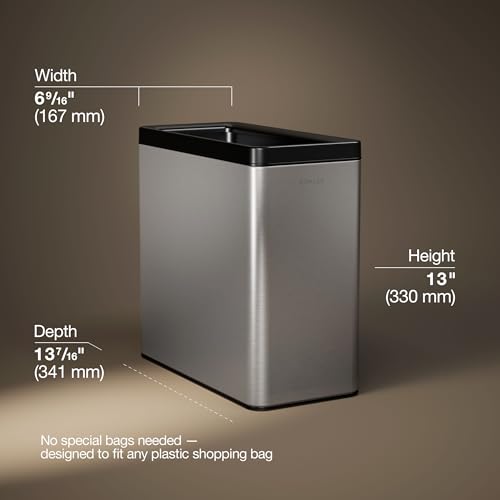 Kohler K-31313-ST 12-Liter Open-Top Trash Can, Stainless Steel - color: Stainless Steel, size: 3.1 Gallon - Open Top
