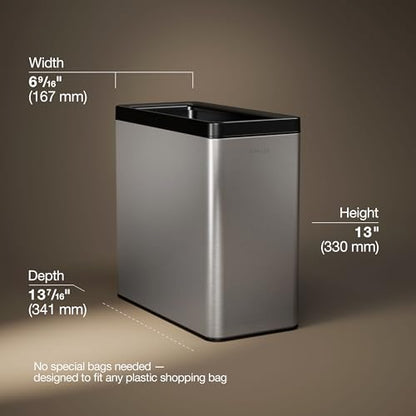 Kohler K-31313-ST 12-Liter Open-Top Trash Can, Stainless Steel - color: Stainless Steel, size: 3.1 Gallon - Open Top