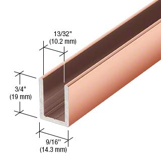 Brixwell SDCD38PC0-CCP4 Polished Copper 3/8" Fixed Panel Shower Door Deep U-Channel - 4 inch Sample - color: Polished Copper, size: 4 Inch - Sample