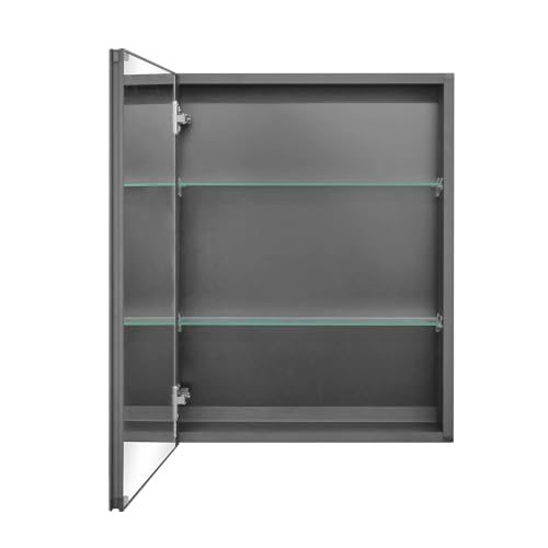 20 x 26 Black Recessed Medicine Cabinet with Mirror & Bathroom Wall Storage | Black Aluminum Bathroom Mirror Cabinet with Adjustable Shelves, Surface Mount Option for Organized Bathroom Vanity Toiletries - size: 20 x 26