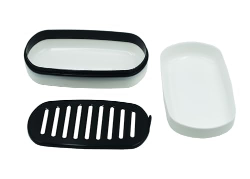 2 Pack Travel Soap Case Holder,Portable Soap Box with Draining Layer for Shower,Bathroom,Camping,Hiking,Gym (Black and White)-Large - color: 2 Pack Black and White Soap Case Large