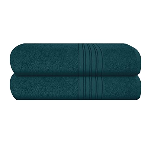 BOUTIQUO 100% Cotton 2 Pack Bath Towel Set 28x55 inches, Eco-Friendly Large Bath Towels, Compact Quickdry Lightweight Soft & Highly Absorbent Bath Towel, Ideal for Everyday Gym Travel Camp Pool - Teal - color: Teal, size: 2 Pack Bath Towel