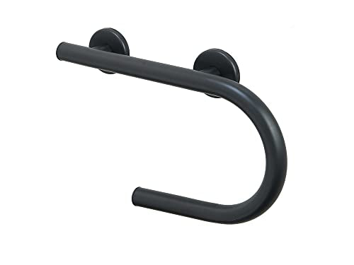 Grab Bar Toilet Paper Holder - Bathroom Safety Aid/304 Stainless Steel/Right/Matte Black/16.5"x 10" - color: Matte Black, Right Hand