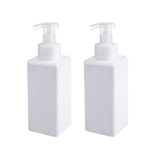 UUJOLY Foaming Soap Dispenser 650ml (22oz) Refillable Plastic Pump Bottle for Liquid Soap, Shampoo, Body Wash (2 Pcs) (White) - color: White, size: 22 oz (2 Pack)