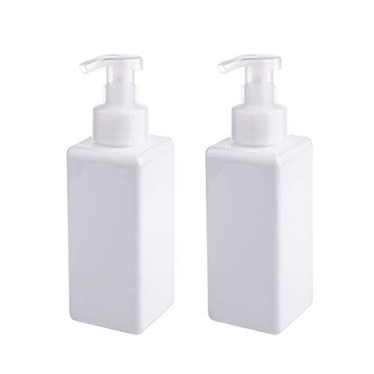 UUJOLY Foaming Soap Dispenser 650ml (22oz) Refillable Plastic Pump Bottle for Liquid Soap, Shampoo, Body Wash (2 Pcs) (White) - color: White, size: 22 oz (2 Pack)