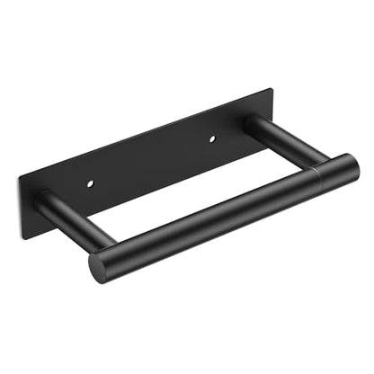 FORIOUS Commercial Toilet Paper Holder Wall Mount Bathroom Tissue Holder | Matte Black | Adhesive or Screw | SUS304 Stainless Steel Rustproof | Pivoting Tissue Roll Holder | Square Base - color: Matte Black