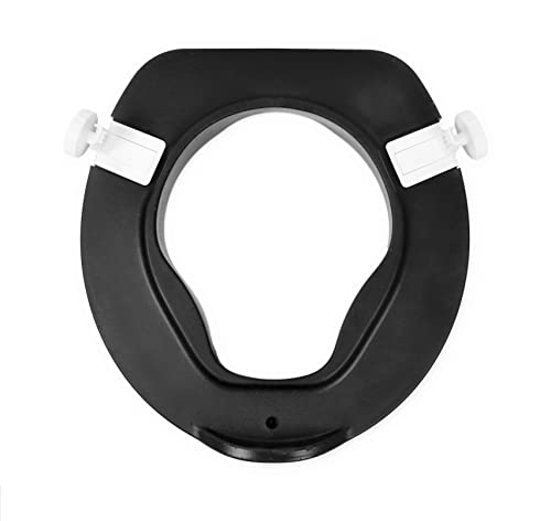 KMINA 4 Inch Soft Raised Toilet Seat with Lid, 300 lb Capacity, Fits Round & Compact Elongated Bowls up to 15" Wide, Tool-Free Clamp-On Riser, Black - color: Black