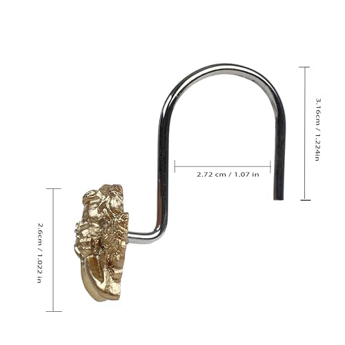 Twofish Home Golden Angel Shower Curtain Hooks Anti Rust Shower Curtain Hooks Decorative Resin Golden Angel Shower Curtain Rings Set of 12 - color: Golden Angel-1