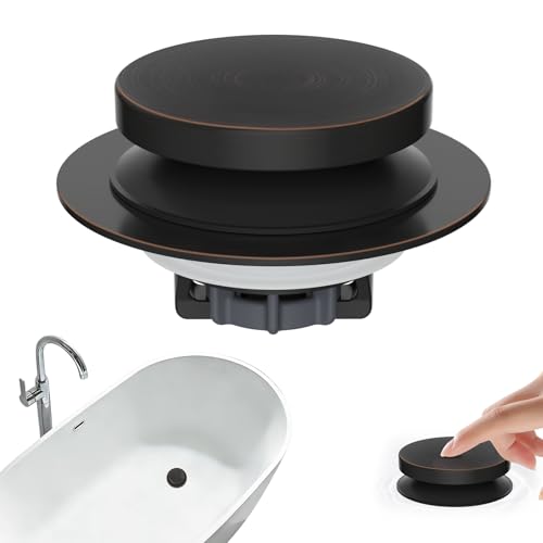 Hibbent 3 in 1 Metal Bathtub Drain Stopper, Universal Pop Up Tub Stopper, Bathtub Drain Hair Catcher, Removable Filter Basket, Drain Plug for 1.5''~2.4'' Drain, Brass Bullet Core, Oil-Rubbed Bronze - color: Oil-rubbed Bronze