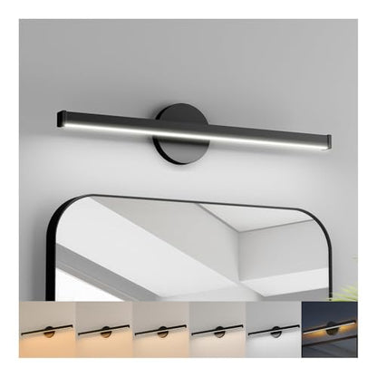 Energetic 5CCT Rotatable Vanity Lighting with Night Light, 15W Black Bathroom Wall Lamp Over Mirror, LED Vanity Make Up Lighting Bar, 23 Inch Modern Picture Light, 350° Adjustable Angle