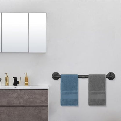 Industrial Pipe Towel Rack Towel Bar, Heavy Duty Wall Mounted Rustic Farmhouse Bath Towel Holder for Bathroom (Black, 24 inch) - color: Black, size: 24 inch
