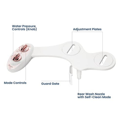 LUXE Bidet NEO 120 - Bidet Attachment for Toilet Seat, Rose Gold | Non-Electric, Single Nozzle, Self-Cleaning, Adjustable Water Pressure, Rear Wash - color: Rose Gold