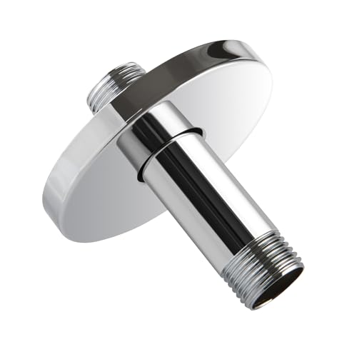 Straight Shower Arm with Flange, Ceiling Mount 3 Inches Rain Shower Head Arm Extension Replacement with Anti-Scratch Escutcheon Plate, DOLGABA Polished Chrome - color: Round Polished Chrome 3 Inch